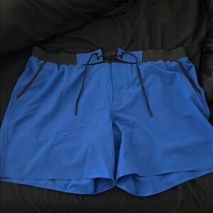 Blue Athletic Shorts with Black Accents